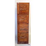 A Vintage Oak 4 drawer filing cabinet 137 x 37 x 65