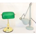 A vintage Angle pose lamp with brass reading lamp