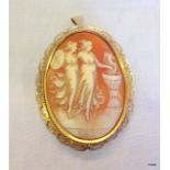 A 9ct gold Victorian Cameo in the form of Romans ladies