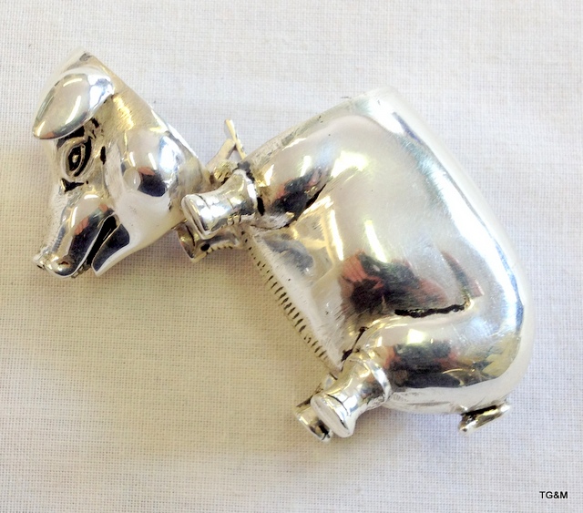 A large silver plated pig vesta case - Image 3 of 3