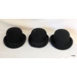 3 x black Bowler hats