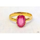 A Victorian 18ct gold and Ruby ladies ring size K