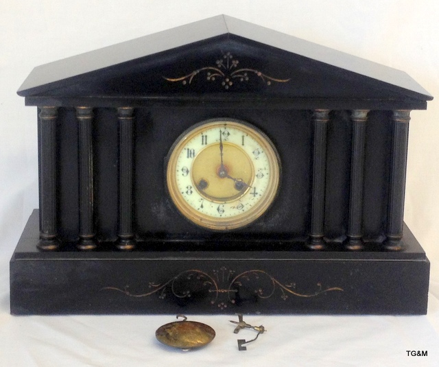 A French Victorian slate mantle clock