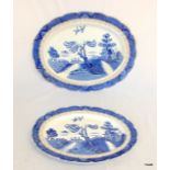 2 Booths willow pattern meat plates 47 x 38 and 38 x 30cm