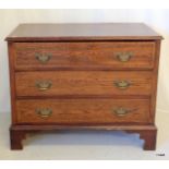 An oak inlaid chest of 3 drawers 71 x 88 x 44