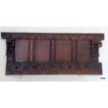 An overmantle made from Oak panels originally in Cannonbury Towers dated c1599 66 x 166