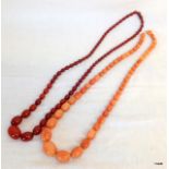 2 sets of bead necklaces possibly amber