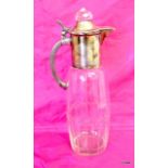 A crystal glass claret jug white metal top Blair makers mark to handle 30cm tall