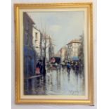 An oil on canvas signed of a street scene in Naples 5 x 65