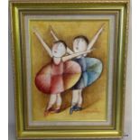 An oil on canvas Modern Ballet signed J. Roybel 57 x 44