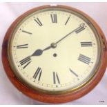 A Mahogany 12" fusee wall clock complete with key and pendulum