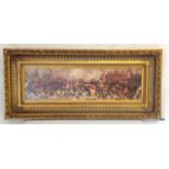 A large gilt framed painting of a battle scene