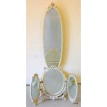 An ornate oval mirror on single draw stand with an ornate triplex mirror 1 x 160 x 46 x 50 and 1 x