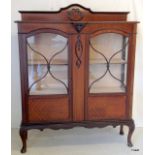 A Victorian Mahogany Glazed Display Cabinet on Cabriole Legs. 146 x 122 x 33