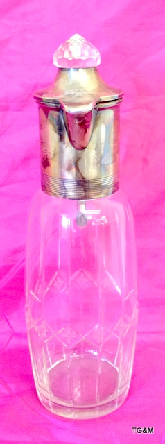 A crystal glass claret jug white metal top Blair makers mark to handle 30cm tall - Image 2 of 5