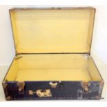 A vintage metal bound travelling chest