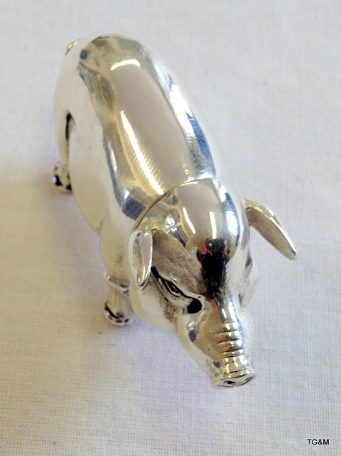 A large silver plated pig vesta case - Image 2 of 3