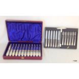 A Mapin and Webb fruit knife set and box of mother of pearl fruit knives