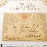 A 1984 Penny black Mulready envelope with its certificate of authenticity