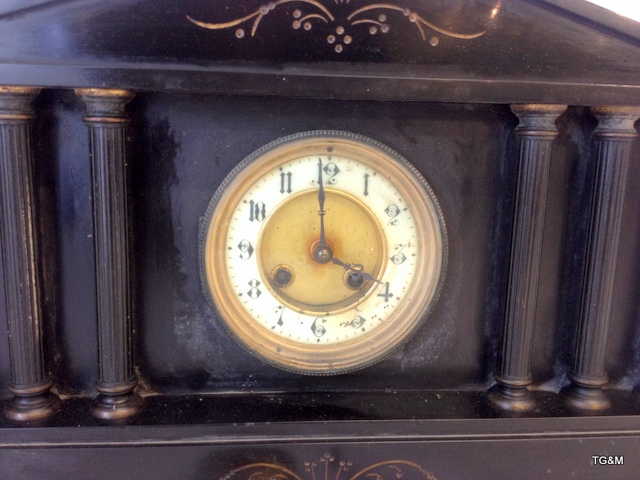 A French Victorian slate mantle clock - Image 3 of 5