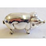 A large silver plated pig vesta case