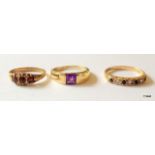 3 miscellaneous ladies 9ct gold rings