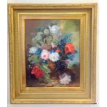 An oil on canvas signed Tom Crowell still life of flowers 70 x 60