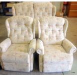 A 3 piece suite to include electric recliner, manual recliner and a 2 seater sofa