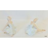 A pair of Wallendorf Ballerina china figures kneeling 13cm