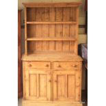 A 2 drawer/2 door Victorian Welsh dresser in pine 205 x 117 x 46