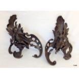 A pair of bronze Art Nouveau style Chenets