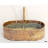 A vintage Wooden garden trug with Liner kidney shaped