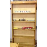 A four shelf pine bookcase