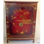 A Chinese Lacquered 4 door cabinet 145 x 115 x 55