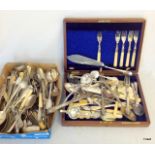 A large quantity of flatware