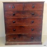 A mahogany 2 over 4 chest of drawers 124 x 112 x 53