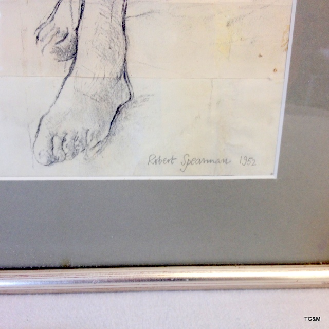 A framed pencil drawing of a nude signed and dates Robert Spearman 1952 - Image 2 of 4