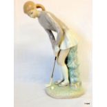 A Lladro Figure golfing lady putting 4851 28cm