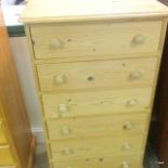 A pine six drawer chest of drawers