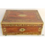 A brass inlaid games box (bridge) 27 x 10 x 19