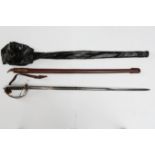 George V period sword in leather scabbard with wax fabric travel bag