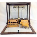 A mahogany cased set Griffin & Tatlock Ltd microid balance scales with two sets of weights