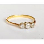 An 18ct gold ladies diamond 3 stone ring size P