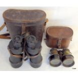 2 pairs of binoculars in leather cases, one 'bulldog' Iris de Paris and one Ross of London