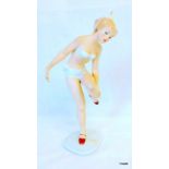 A Wallendorf china figure of a dancer fastening shoe 25cm