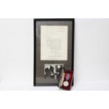 Imperial Service Medal with framed paperwork and photograph