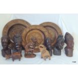 A mixed box of Tribal treen carvings