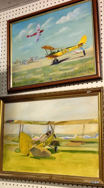 A pair of framed watercolours of Bi Planes