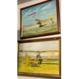 A pair of framed watercolours of Bi Planes