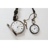 Two silver pocket watch with leather hangers